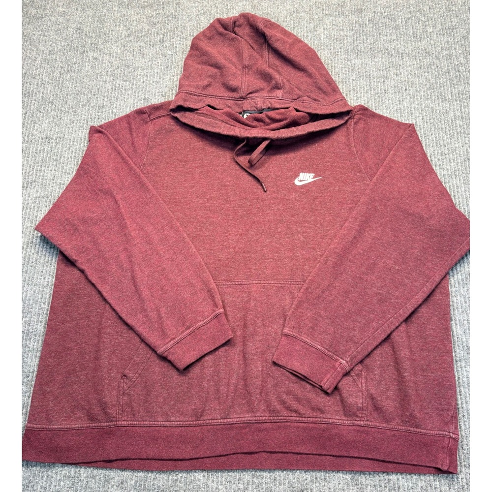 Nike Sportswear Essential Hoodie Burgundy Heather Fleece Pullover Womens 2X